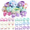 Baby TAANGTHOSE | 24 Pcs Toddle Hair Ties For Girls Baby Hair Tie Cute Flower Elastic Toddler Hair Ties Candy Bow Seamless Ponytail Holders Scrunchies Little Girls Hair Accessories For Thick Hair