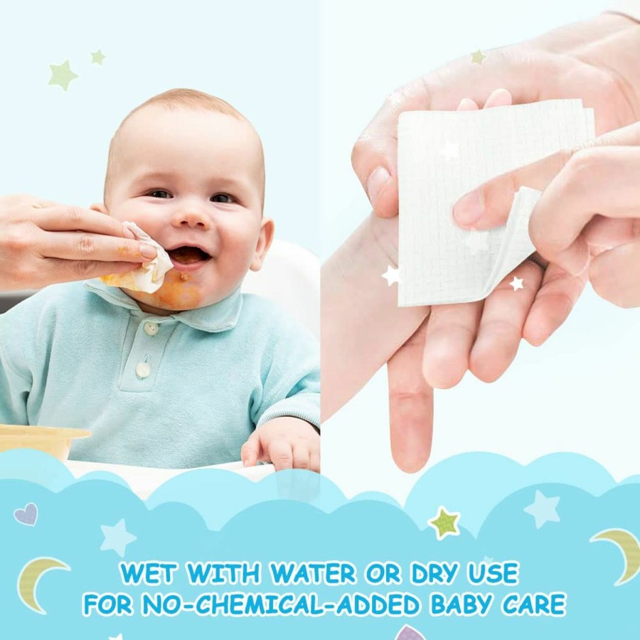 Baby Orighty | Orighty Baby Dry Wipes - Super Soft & Gentle Baby Washcloths, Use Wet Or Dry, 100% Unscented Tissue For Baby Sensitive Skin, Ideal For Diaper Changes, Feeding, Nursing, Runny Nose & Drool, 600 Count