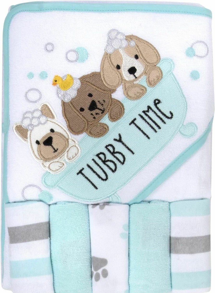 Baby Baby Essentials | Baby Hooded Towel And Washcloth Set For Infants, Boys And Girls 6-12 Months (Pristine Pups)