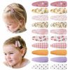 Baby Yanwenx | 20 Pcs Girl Hair Clips Floral Print Toddler Hair Clips Non Slip Wrapped Snap Hairpins For Kids Barrettes Hair Accessories For Baby Toddler Girls (Light Color)