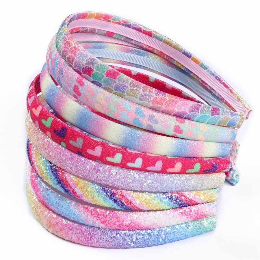 Baby WANYU LIFE | Rainbow Headbands 8 Pcs Sweet Hairband Children Head Bands For Girls Sequin Printed Heart Mermaid Headband Kids Hair Piece