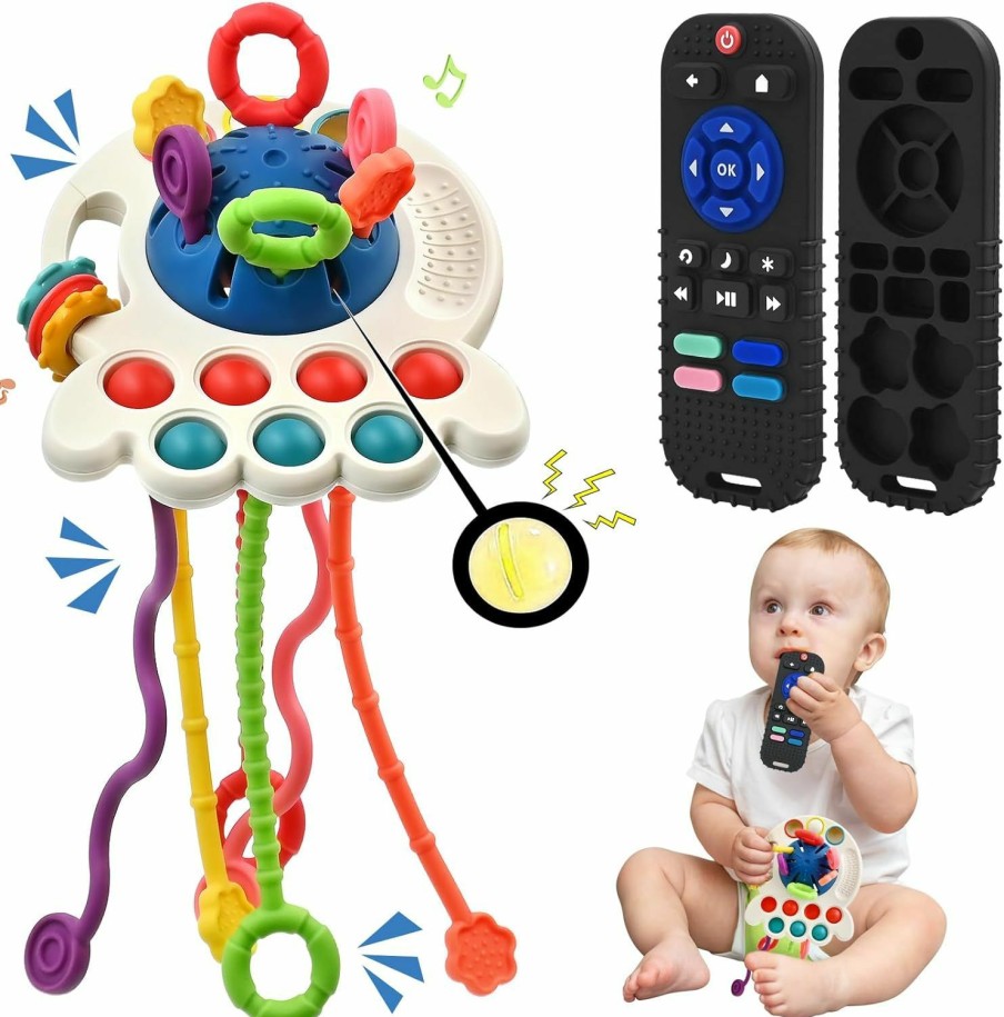 Baby AiTuiTui | Sensory Montessori Baby Teething Toys, Silicone Remote Control Teether Toddler Travel Toys For 3 6 9 18 Months, Educational Learning Toys For Infant Newborn Boy Girl Birthday Gifts