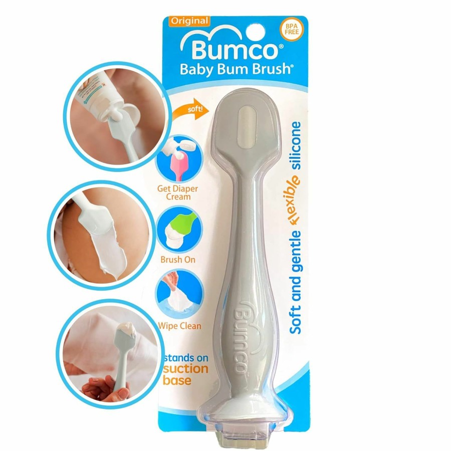 Baby Baby Bum Brush | Bumco Diaper Cream Spatula - Bpa-Free Butt Paste Diaper Cream Applicator, Soft & Flexible Diaper Rash Cream Applicator, Butt Spatula Baby, Mom-Invented Diaper Bag Essentials (Gray)