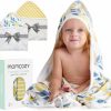 Baby Momcozy | Momcozy Baby Hooded Towel, 2 Pack Viscose For Bamboo And Cotton Baby Towel Set, Super Soft Bath Towel With Original Design, Shower Gifts For Infant, Toddler (28 X 28 Inch, Lemon Leaves)