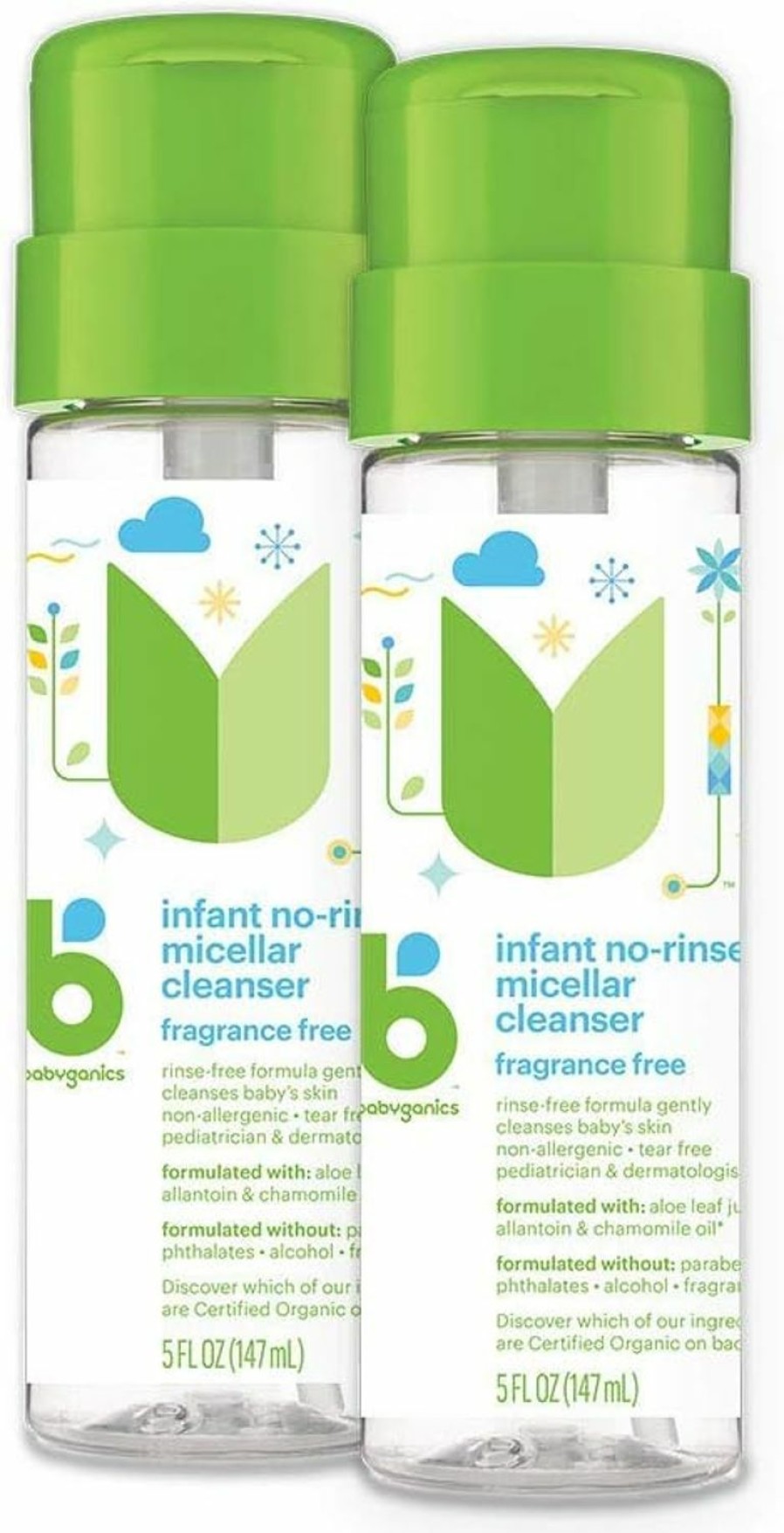 Baby Babyganics | Babyganics Infant No-Rinse Micellar Cleanser, 5 Fl Oz (Pack Of 2)