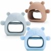 Baby Bogoke | Baby Teether Toy For Infants 3+ Months, Bear Bpa Free Anti-Drop Silicone Mitten Teething Toy For Soothing Pain Relief, Silicone Mitten Teether For Sucking Needs (Blue,Brown,Green)