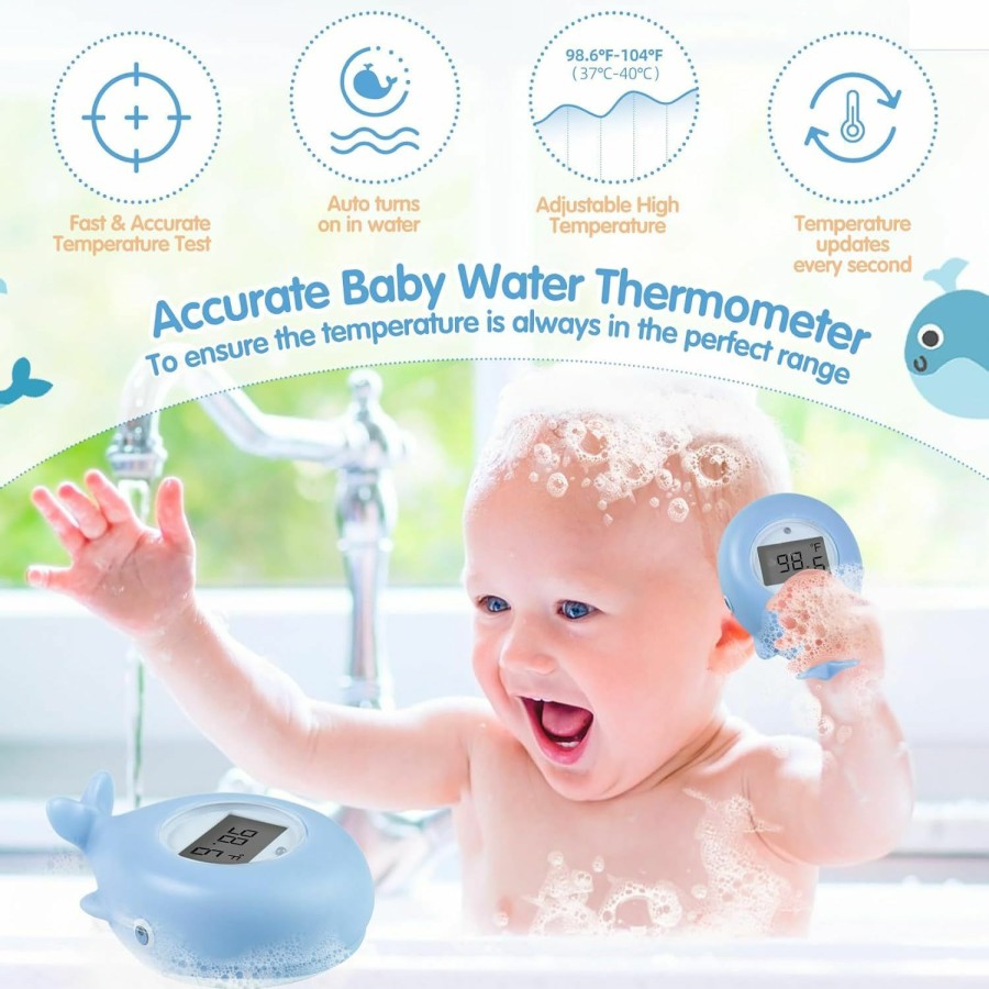 Baby Pircaath | Pircaath Baby Bath Thermometer, Whale Bath Thermometer Baby Safety, Bpa-Free Bath Tub Thermometer, Temp Warning Water Thermometer & Room Thermometer, Bath Thermometer For Pregnancy, Infants, Newborn