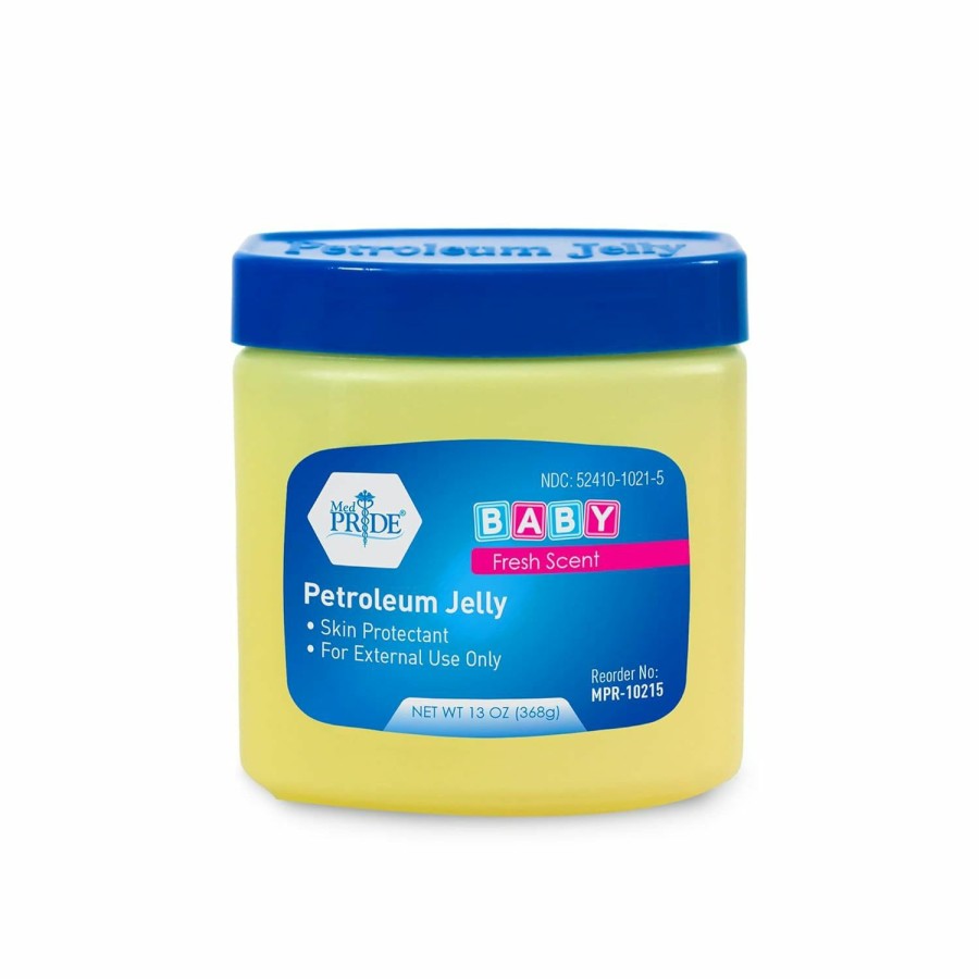 Baby MED PRIDE | Med Pride Petroleum Jelly With Fresh Baby Scent - Skin Protectant For Dry Skin, Rashes, Minor Burns & Wounds- Powerful Moisturizer For Chapped Lips, Dry Hands, Chaffed Skin & Diaper Rash- 8Oz [Blue]