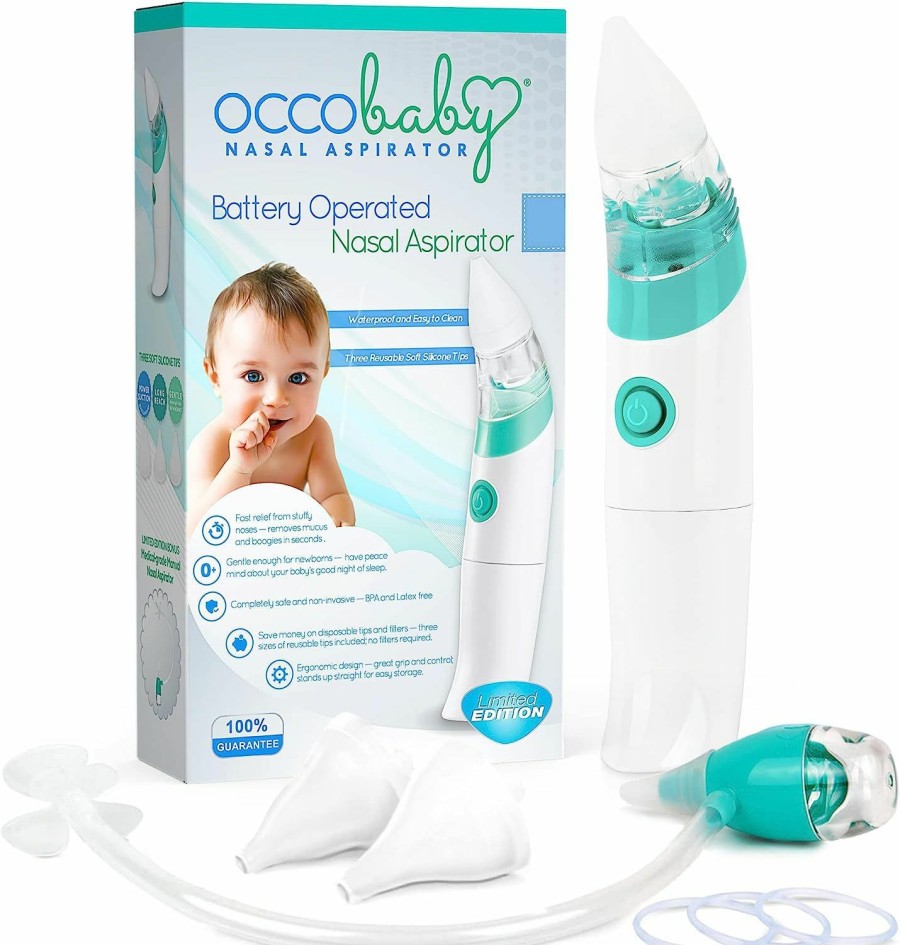 Baby OCCObaby | Occobaby Baby Nasal Aspirator - 2 Pk Baby Nose Suction Kit- Battery Operated Baby Nose Cleaner And Manual Baby Nose Sucker For Newborns, Infants And Toddlers - Congestion Relief For Babies