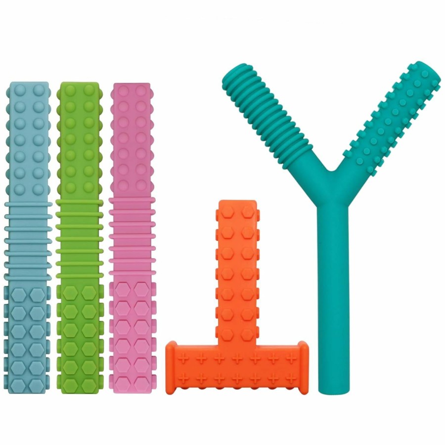 Baby Atsky | Sensory Chew Toys For Autistic Children, 5 Pack Silicone Chew Tubes Sticks For Kids With Autism, Teething, Biting, Adhd, Spd, Nursing Teether Oral Motor Chewy Tools