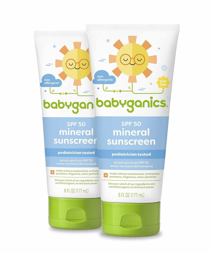 Baby Babyganics | Babyganics Spf 50 Baby Sunscreen Spray | Uva Uvb Protection | Octinoxate & Oxybenzone Free | Water Resistant, Unscented, 6 Ounce (Pack Of 2)