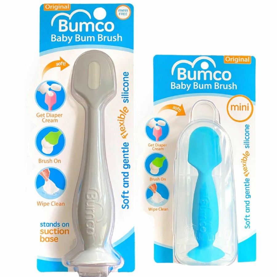 Baby Baby Bum Brush | Bumco Diaper Cream Spatula Home & Travel Set - Bpa-Free Butt Paste Diaper Cream Applicator, Soft Diaper Rash Cream Applicator, Butt Spatula Baby, Mom-Invented Diaper Bag Essentials, 2-Pack