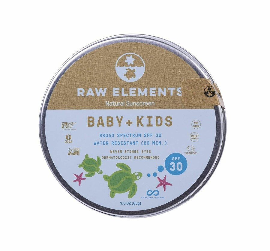 Baby Raw Elements | Raw Elements Baby + Kids Spf 30 Organic Sunscreen Lotion Non-Nano Zinc Oxide, Reef-Safe, Cruelty-Free, Gentle And Moisturizing, Zero Waste Tin, 3Oz