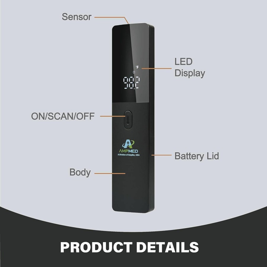 Baby Amplim | Amplim No-Touch Forehead Thermometer For Adults And Kids, Non-Contact Digital Baby Thermometer For Infants/Newborns. Medical Grade Touchless Temporal Thermometer For Fever, Fsa Hsa Eligible