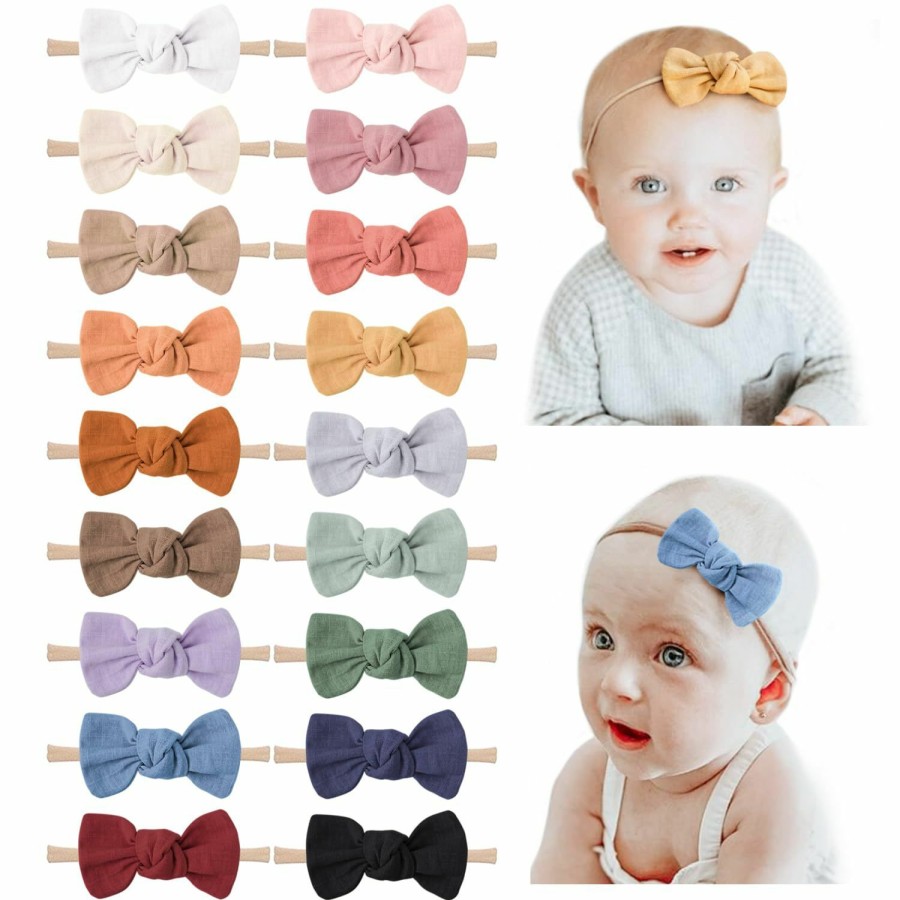 Baby Niceye | Niceye 18 Packs Baby Girl Bows Soft Nylon Headbands Hair Bows For Newborns, Infants, Toddlers - Stretchy Handmade Hair Accessories For Baby Girls And Boys