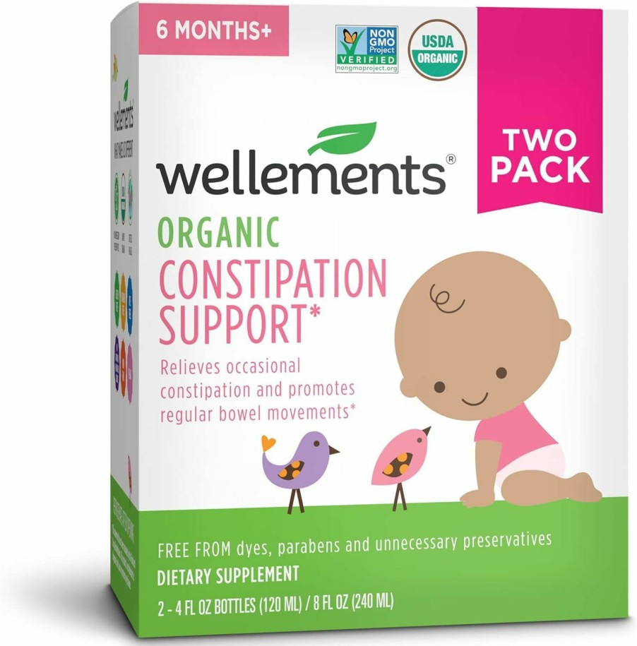 Baby Wellements | Wellements Organic Baby Constipation Support | Relieves Occasional Constipation For Infants & Toddlers*, No Harsh Laxatives, Usda Certified Organic | 4 Fl Oz, 6 Months +