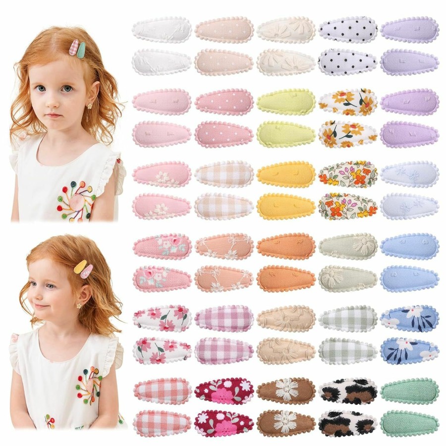 Baby YHXX YLEN | 40 Pcs Snap Hair Clips For Girls Flower Patterns Toddler Hair Clips 1.5\" Wrapped Mini Baby Hair Clips Cute Baby Girls Fine Hair Barrettes Hair Accessories For Baby Girls Infants Toddler