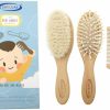 Baby CARELAX | Baby Hair Brush & Comb Set, Organic Wooden Hairbrush Natural Goat Bristles 3-Piece For Newborns & Toddlers, Ideal For Cradle Cap & Itching, Perfect Shower And Registry Gift For Infant, Toddler, Kids