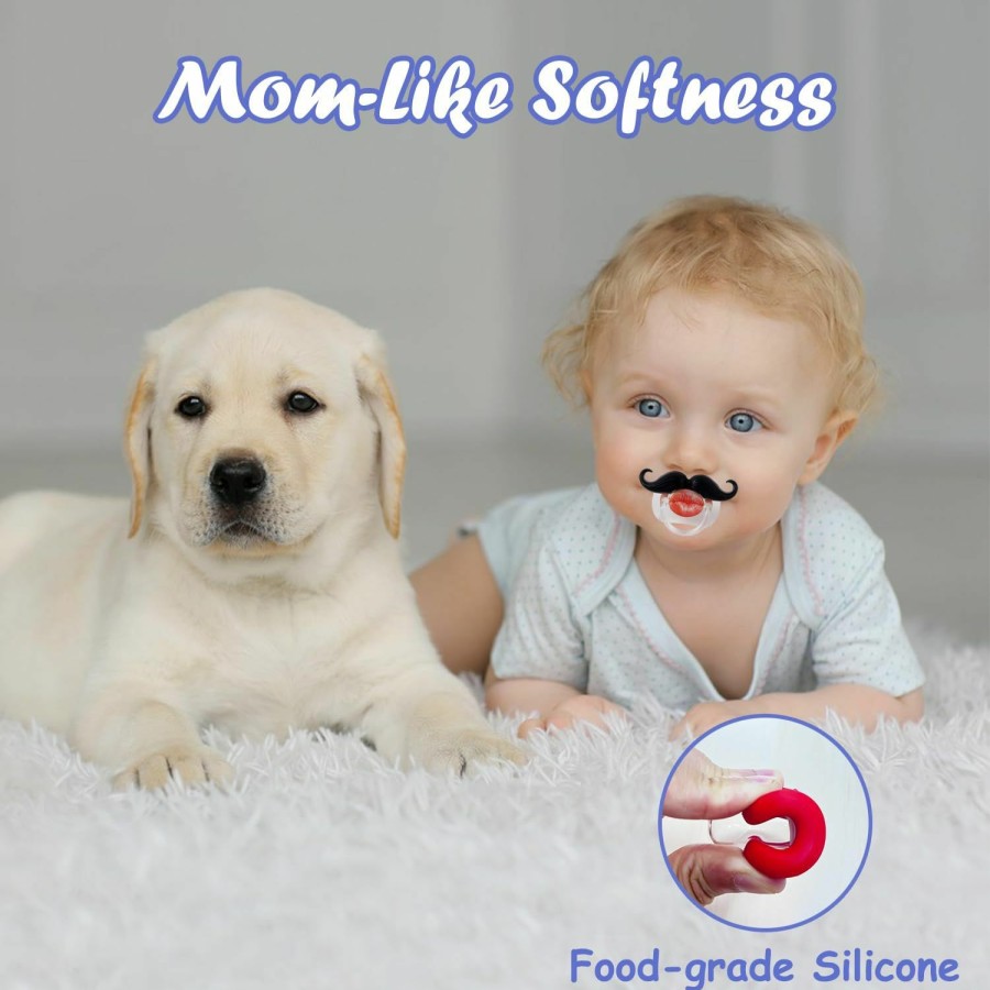 Baby YAPROMO | Yapromo Funny Toddler Orthodontic Mustache Pacifiers For Babies, Bpa Free, Latex Free-4 Pack