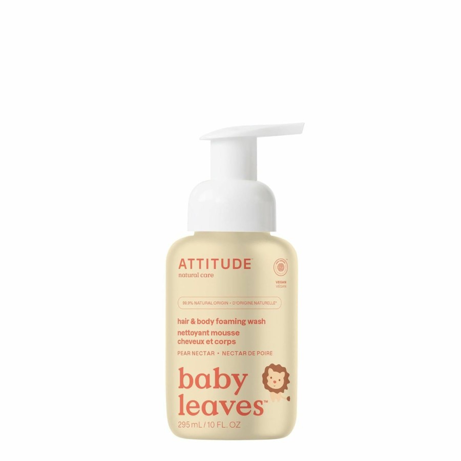 Baby ATTITUDE | Attitude Hair And Body Foaming Wash For Baby, Ewg Verified, Dermatologically Tested, Vegan, Sweet Apple, 10 Fl Oz