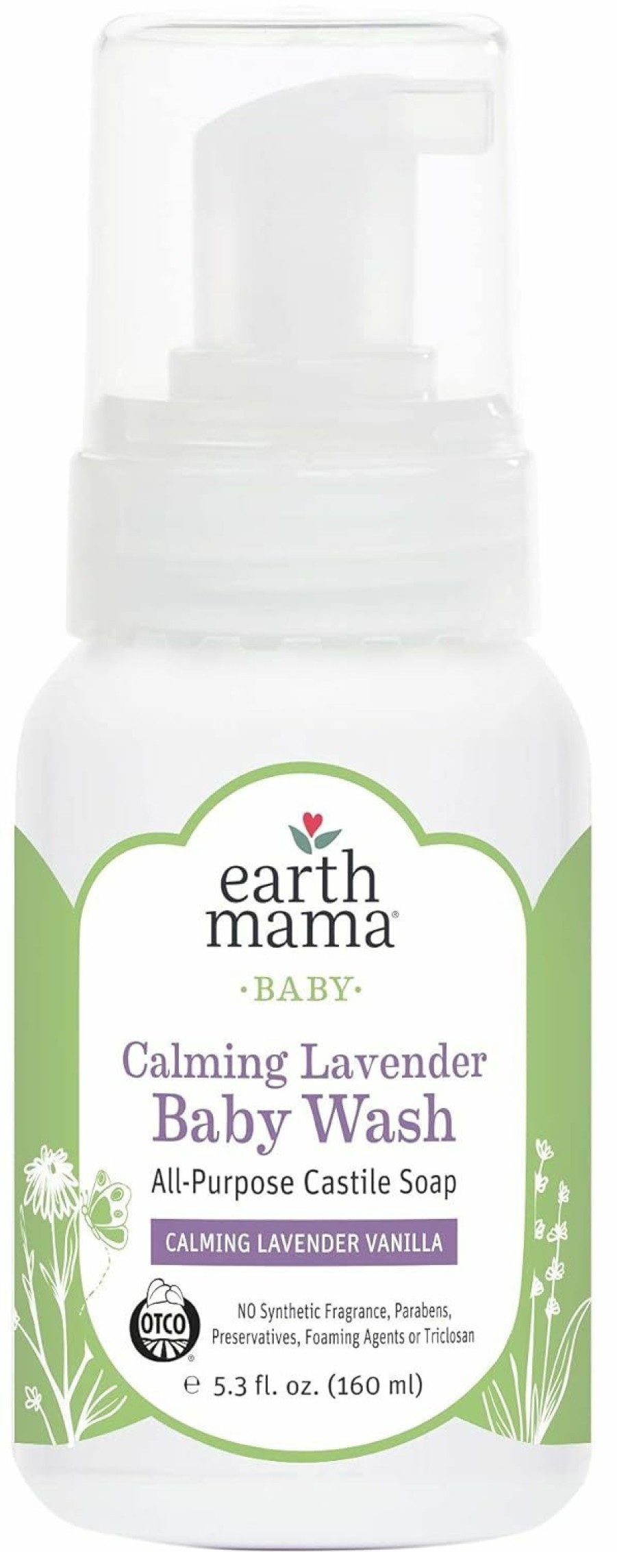 Baby Earth Mama | Earth Mama Calming Lavender Baby Wash With Gentle Castile Soap For Sensitive Skin, 5.3-Fluid Ounce