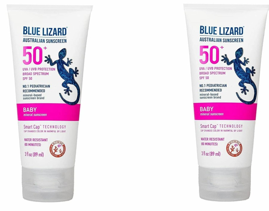 Baby BLUE LIZARD | Blue Lizard Baby Mineral Sunscreen With Zinc Oxide, Spf 50+, Water Resistant, Uva/Uvb Protection With Smart Cap Technology - Fragrance Free, 3 Ounce Tube