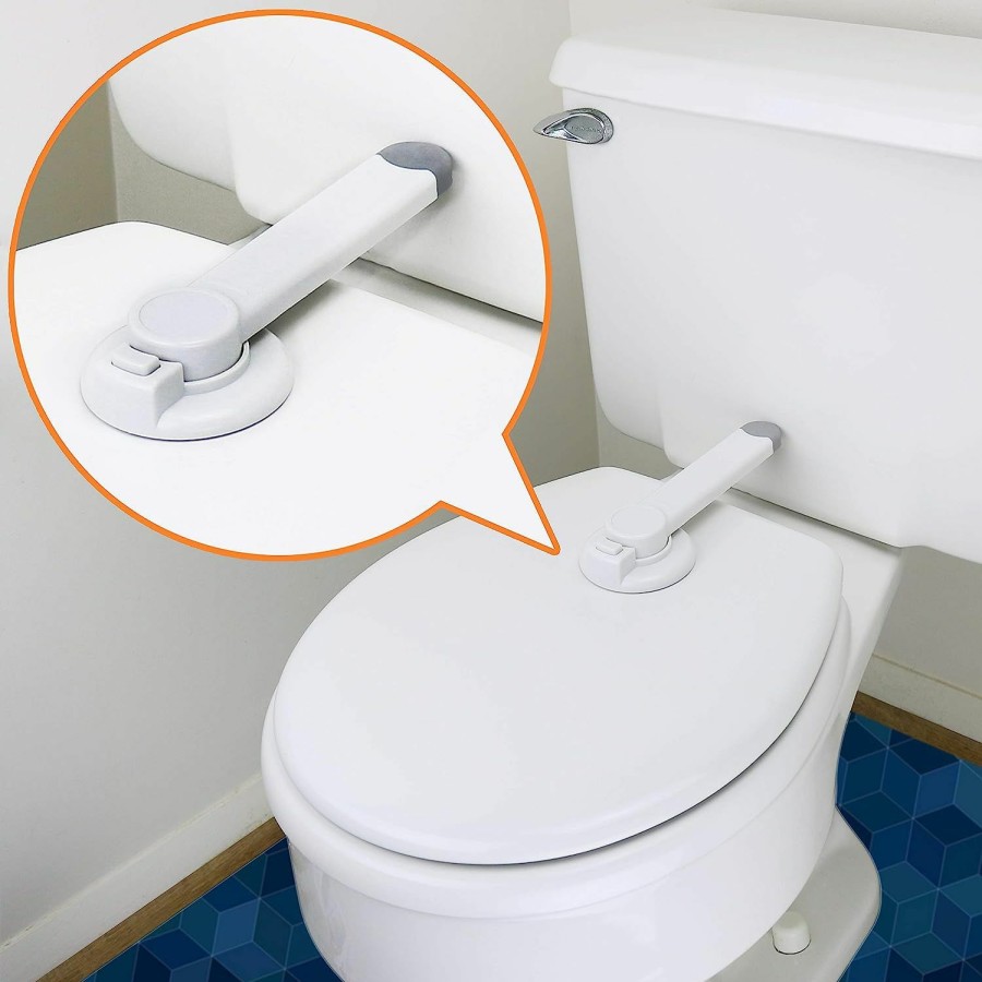 Baby Wappa Baby | Baby Toilet Lock By Wappa Baby - 9\"L X 4\"W - Ideal Baby Proof Toilet Lid Lock - No Tools Needed Easy Installation With 3M Adhesive - Top Safety Toilet Seat Lock - Fits Most Toilets - White (1 Pack)