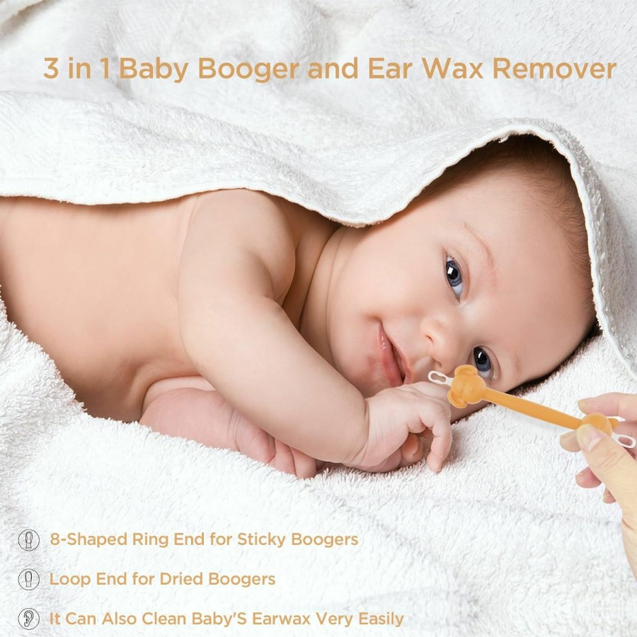 Baby Babysun | 3 In 1 Baby Booger Remover And Baby Ear Cleaner Tool Baby Nose Cleaner With Soft Silicone End Dual Ear Wax And Snot Remover Safe Nasal Picker For Newborns Infants & Toddlers, Bpa Free