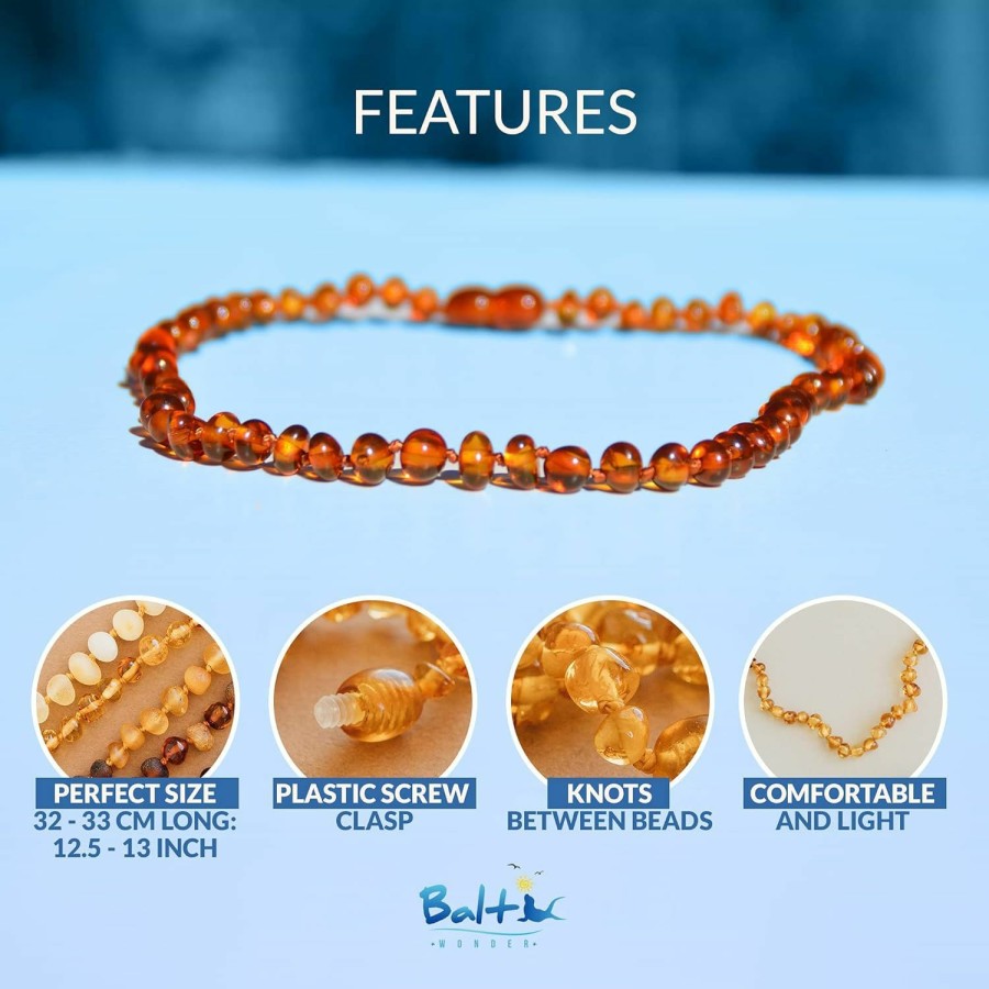 Baby Baltic Wonder | Baltic Wonder Amber Necklace (Baroque Polished Cognac) Certified As 100% Authentic Baltic Amber.