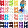 Baby CELLOT | 40Pcs 4.5 Inches Boutique Pops Hair Bows Elastic Hair Ties Grosgrain Ribbon Big Cheer Bow Ponytail Holder Rubber Hair Bands For Girls Toddlers Kids Teens In Pairs